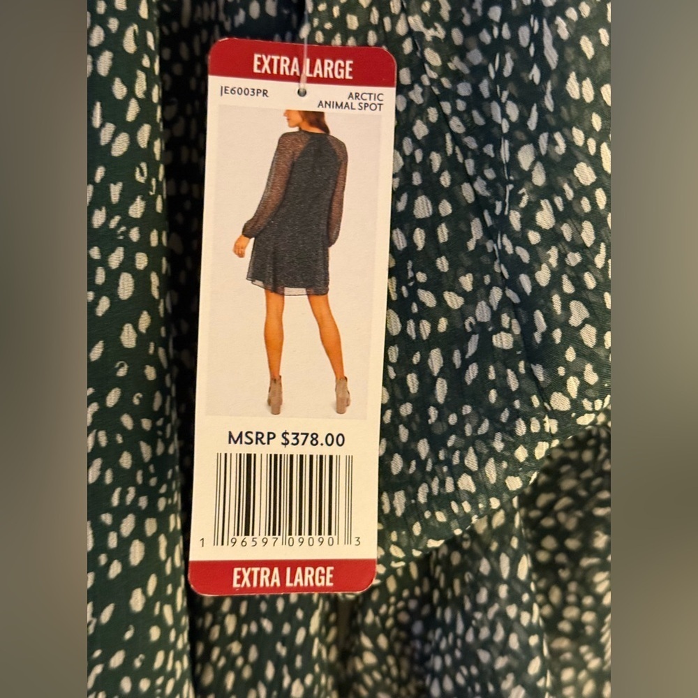 Joie Arctic Balloon Sleeve Mini Dress Green Womens XL  Preppy Elegant Fall New - Picture 5 of 11